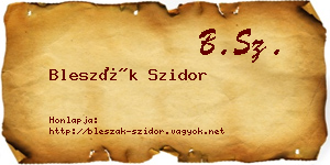 Bleszák Szidor névjegykártya